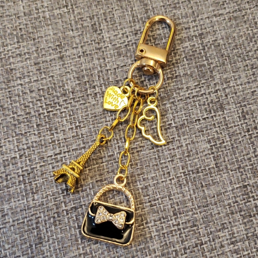 Elegant Gold and Black Purse Bag Charm